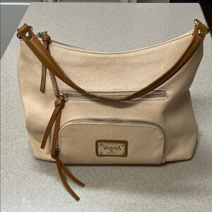 Valentina Peach and Brown leather Shoulder Bag